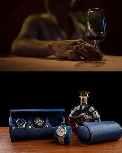 MR.OKAY 3 Watch Travel Case -Classic Leather Watch Case - Image 4