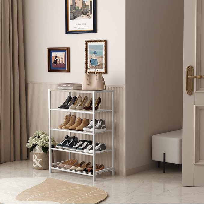 HOMEFORT 5-Tier Shoe Rack, Storage Shelf, Industrial Tower, Narrow Organizer - Image 4
