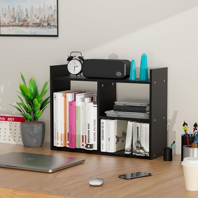 Jerry & Maggie Cubic 3-Tier Wooden Desk Organizer – Jet Black Free-Standing - Image 4