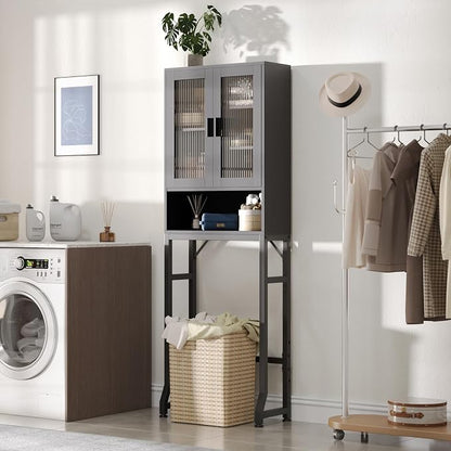 Black Over The Toilet Storage Cabinet - Image 7