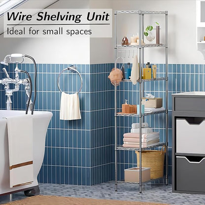 Homdox 6-Tier Storage Shelf Wire Shelving Unit Free Standing Rack Organization - Image 5
