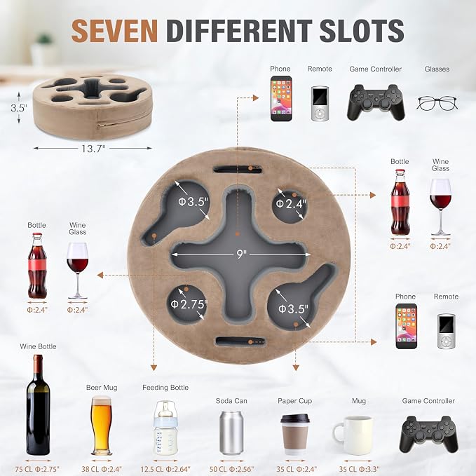 INNO STAGE Couch Cup Holder-Sofa Cup Holder Pillow | Couch Caddy Buddy | Drinks - Image 2