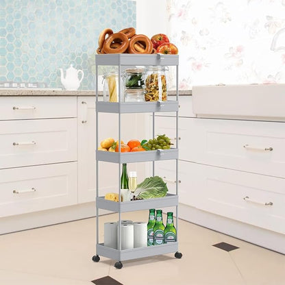 SPACEKEEPER 5-Tier Rolling Cart, Bathroom Storage Organizer Utility Cart - Image 6