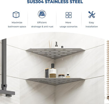 FerdY 2-Pack 10" Brushed Nickel Recessed Corner Shower Shelf, - Image 3