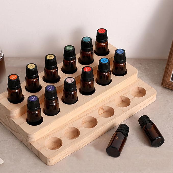 2 Pack Solid Wood Essential Oil Organizer 3-Tier Display Stand Holder Essential - Image 3