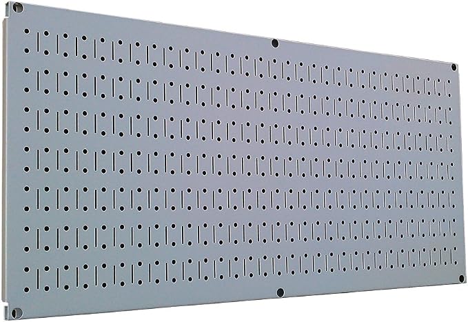 Wall Control Pegboard 16in x 32in Horizontal Grey Metal Pegboard Tool Board by Wall+Control
