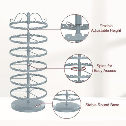 MODOWEY 6 Tier Rotating Earring Holder Organizer Stand, Adjustable Metal - Image 4
