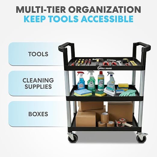 Simpli-Magic Rolling Utility Cart on Wheels, Heavy Duty Multi-Purpose Service - Image 4