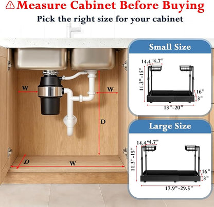 Aisslro Under Sink Organizer, 2 Tier Under the Sink Storage, Expandable - Image 2