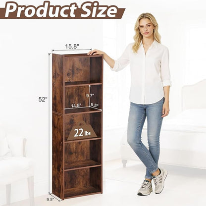 SUPER DEAL 5-Tier Open Shelf Bookcase and Bookshelf, Freestanding Display - Image 3