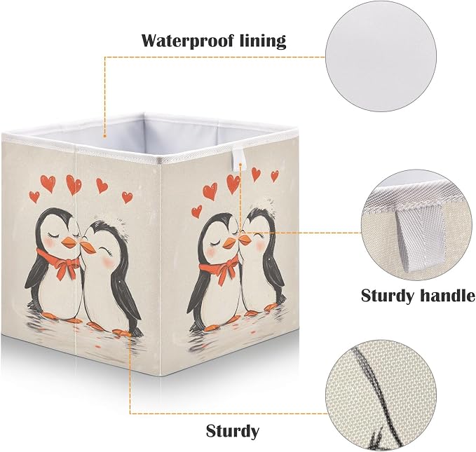 Penguin Heart Closet Organizers Storage Cubes Storage Bins Shelf Baskets - Image 4