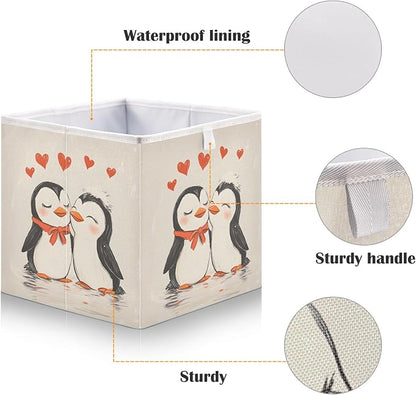 Penguin Heart Closet Organizers Storage Cubes Storage Bins Shelf Baskets - Image 4
