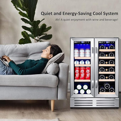 Wine and Beverage Refrigerator, 24 Inch Dual Zone Fridge - Image 4