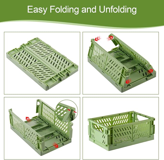 4-Pack Small Pastel Plastic Storage Baskets, Collapsible Crates - Image 4