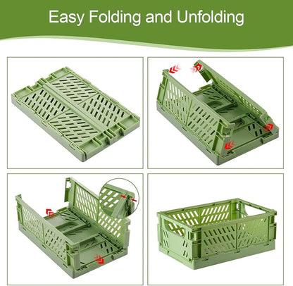 4-Pack Small Pastel Plastic Storage Baskets, Collapsible Crates - Image 4