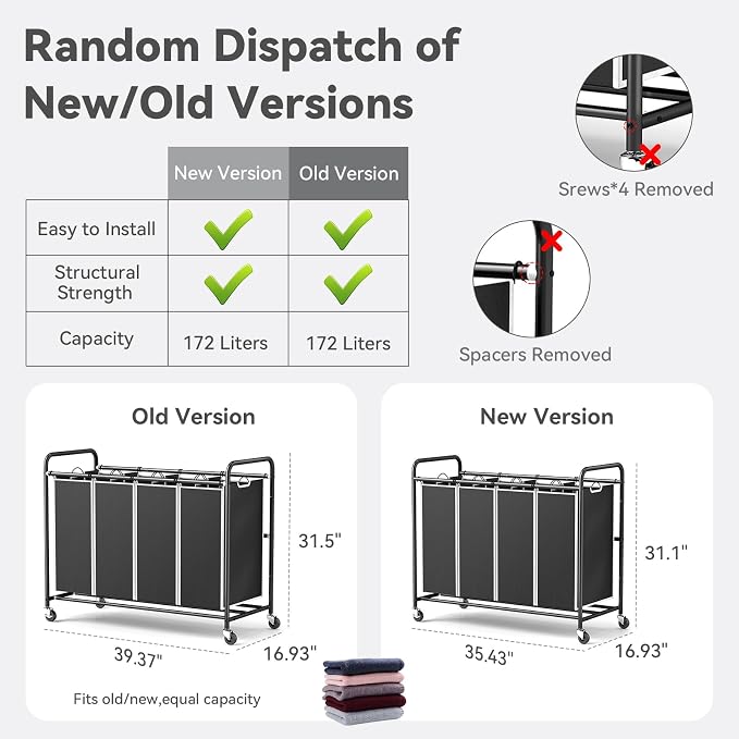 ROMOON Laundry Hamper Sorter Cart: 4-Section Organizer - Image 7