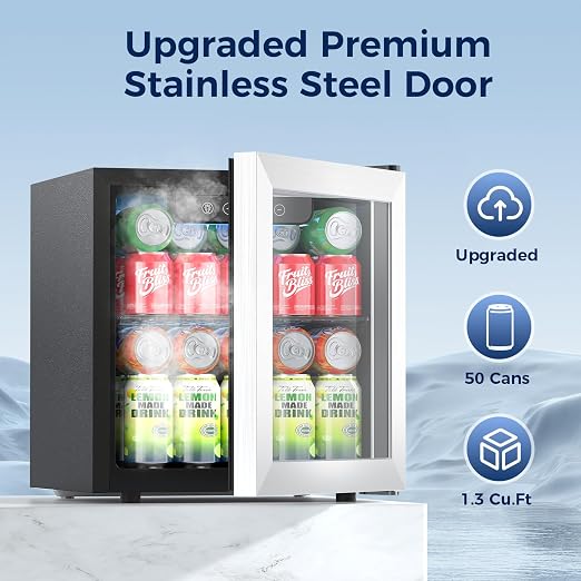 Beverage Refrigerator, 50 Cans Commercial Mini Fridge Cooler, 1.3 Cu.ft - Image 2