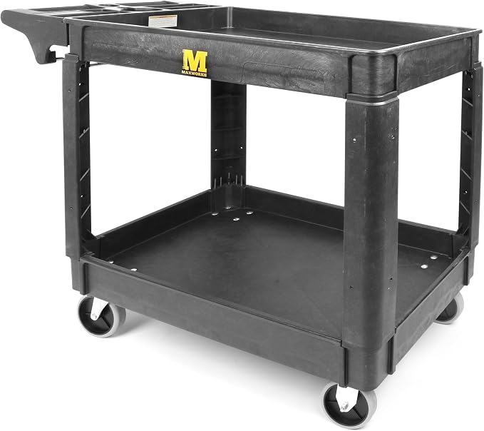 MaxWorks Heavy Duty 2‑Shelf Service Cart 500 lb Capacity Polypropylene Utility by MaxWorks