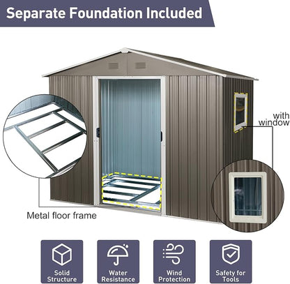 Outdoor Metal Storage Shed Window Ventilation Foundation Frame Waterproof - Image 2