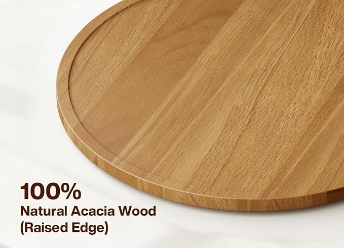 14" Acacia Wood Lazy Susan Turntable Organizer - Image 3