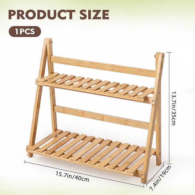 Bamboo Mug Shelf, 2-Tier Matcha Station & Coffee Bar Organizer-15.7 Inch - Image 3