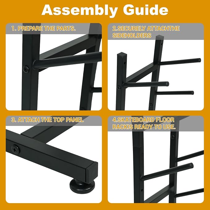 BiJun Skateboard Racks Floor Stand, 6-Layer Skateboard Wall Mount, Snowboard - Image 7