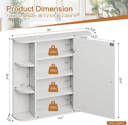 Bathroom Medicine Cabinet, Bathroom Mirror Cabinet Wall Mounted - Image 3