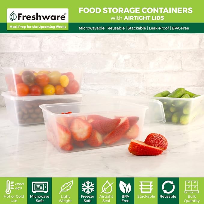 Freshware Food Storage Containers 25 oz Plastic Deli Containers - Image 2