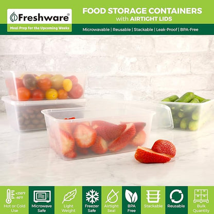 Freshware Food Storage Containers 25 oz Plastic Deli Containers - Image 2