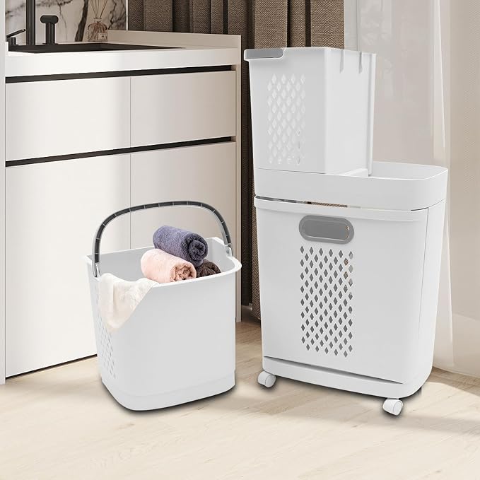 2 Layer Rolling Laundry Hamper Sorter - Image 7