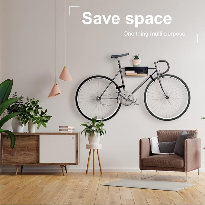 MOSHAY Bicycle Wall Mount S-Rack Bicycle Holder Aluminium Wood - Image 5