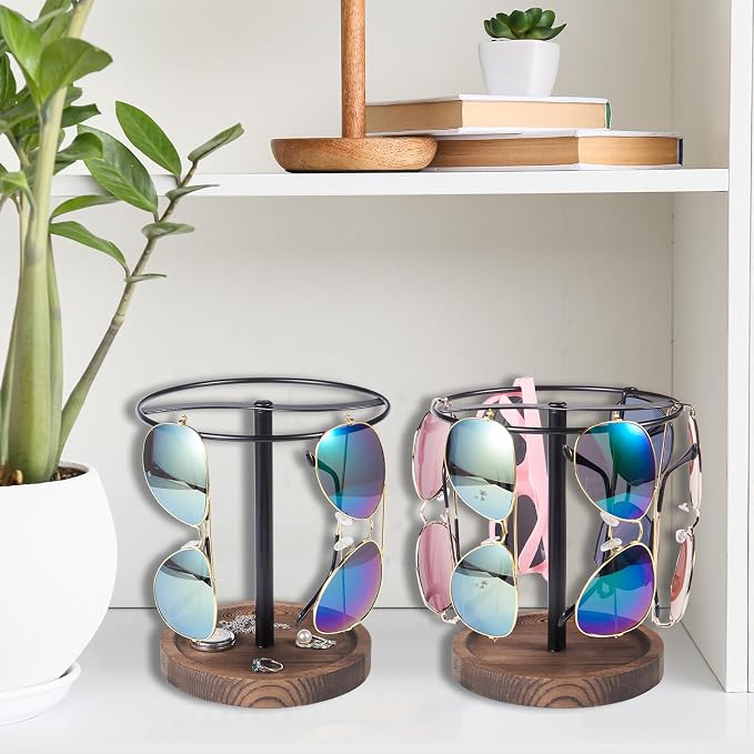 Sunglasses Organizer Wood Glasses Holder Stand, Metal Sunglass Storage Display - Image 5