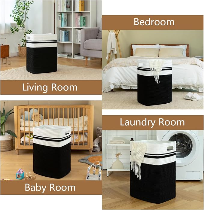 OIAHOMY Laundry Hamper-Laundry Basket, Tall Cotton Storage Basket - Image 6