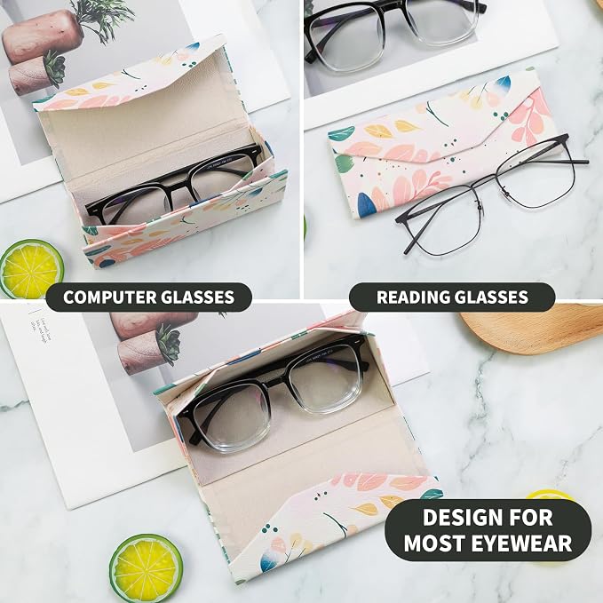 Foldable Glasses Case, Magnetic PU Leahter Sunglasses Case, Cute Hard Shell - Image 2