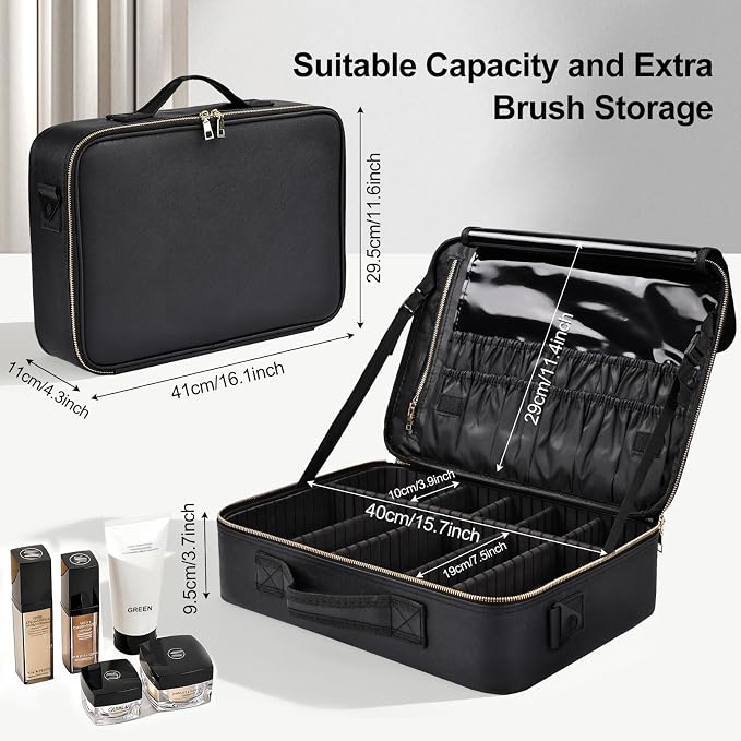 Large Travel Makeup Case, Professional Makeup Train Case Organizer, Portable - Image 2