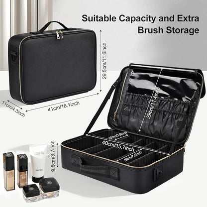 Large Travel Makeup Case, Professional Makeup Train Case Organizer, Portable - Image 2