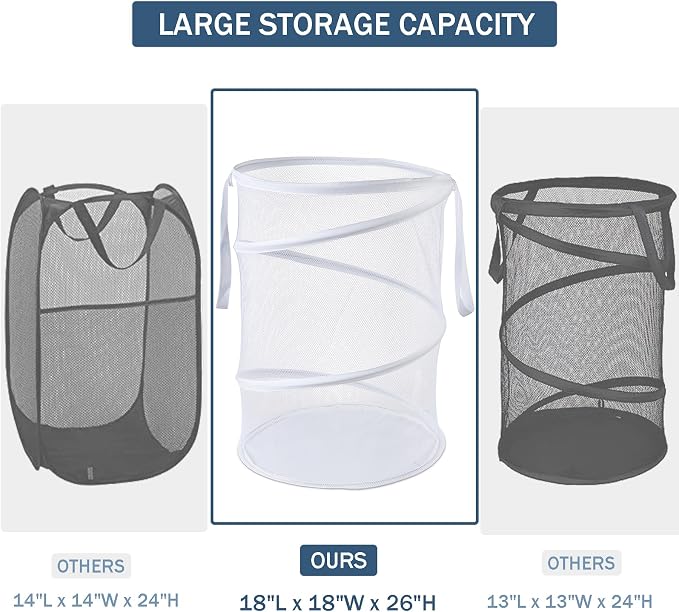 Seiritex Mesh Popup Laundry Hamper 115L Collapsible Laundry Basket Extra Large - Image 4
