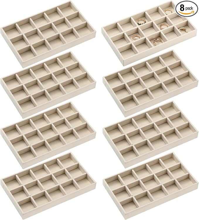 Highergo 8 Pcs Velvet Jewelry Trays Stackable Drawers Organizer Ring Earring by Highergo