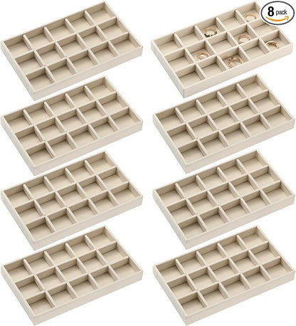 Highergo 8 Pcs Velvet Jewelry Trays Stackable Drawers Organizer Ring Earring by Highergo