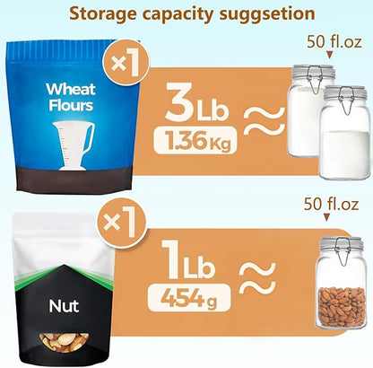 Clear Food Storage Jars 50oz Square, Airtight Glass Canister - Image 3
