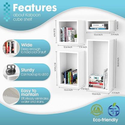 Wall Mount Shelf Set of 4, Floating Cube Shelves - Image 3