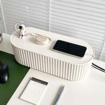 2 Pack White Cable Management Box, Plastic Cord Organizer Box Under Desk - Image 2
