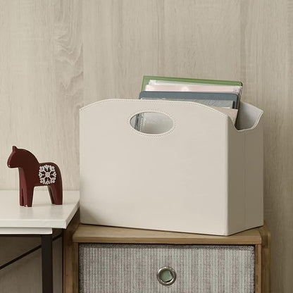 EZDeco Magazine Holder Foldable Magazine Rack Floor PU Leather File Holder - Image 6