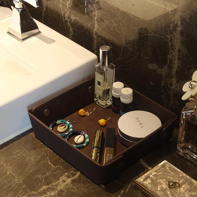 CASIRENA Father's Day Gifts Faux Leather Valet Tray Organizer - Image 9