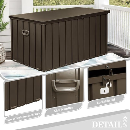 Domi 190 Gallon Metal Deck Box Waterproof, Outdoor Storage Box - Image 7