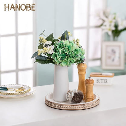 Hanobe Decorative Tray for Coffee Table: 10.5-Inch Round Whitewashed Wood Tray - Image 7