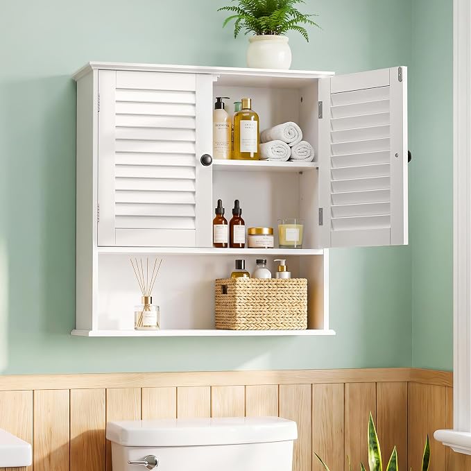 Bathroom Wall Cabinet with Adjustable Shelf, Over Toilet Storage Cabinet by Elnure
