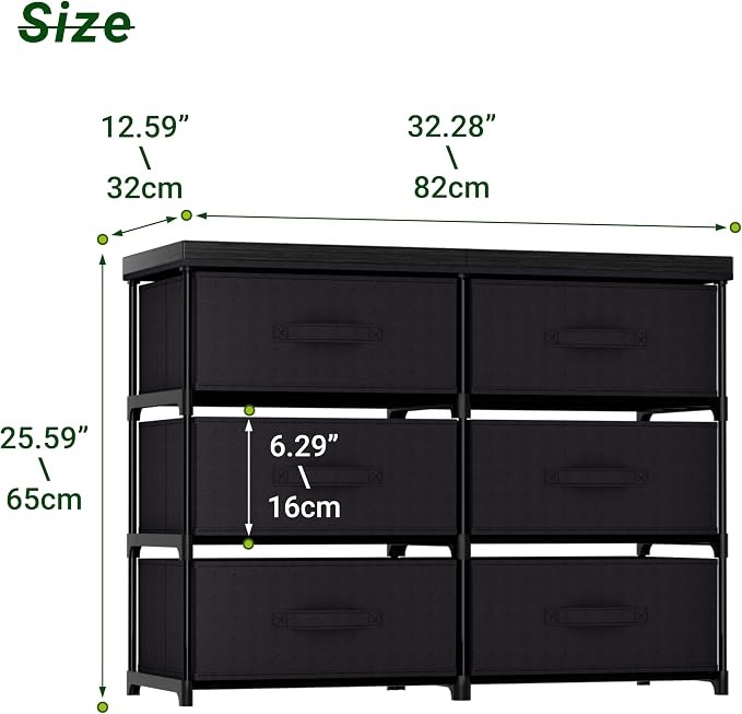 GcdPai Dresser with 6 Fabric Drawer Leather Desktop Sturdy Metal Plastic - Image 2