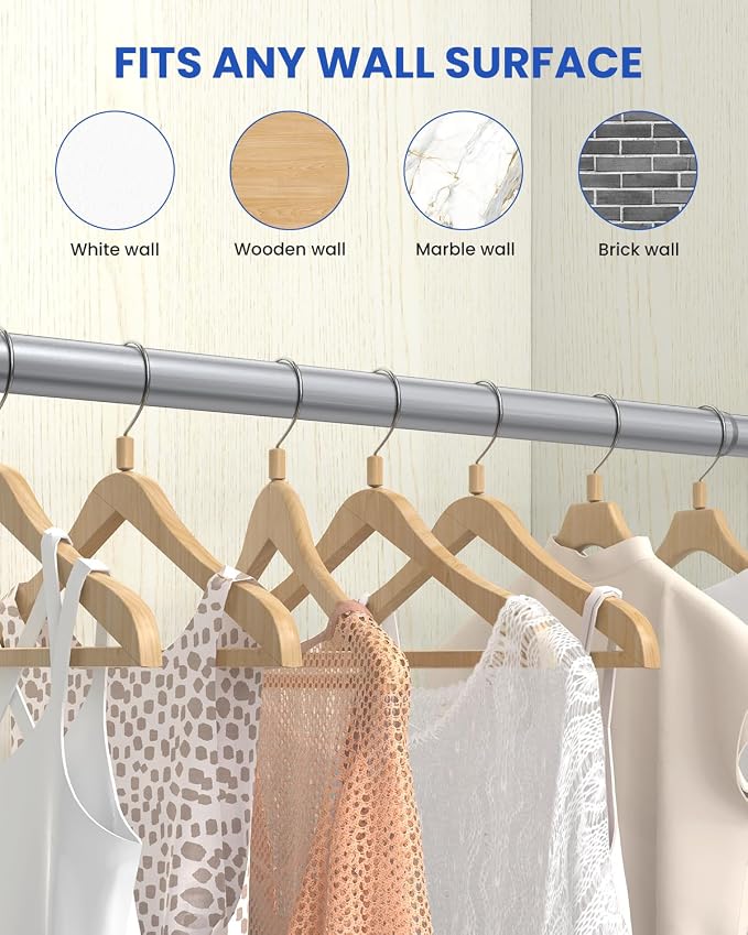 Supforce Closet Rods for Hanging Clothes, 17 to 28 Inches Stepless Adjustable - Image 5