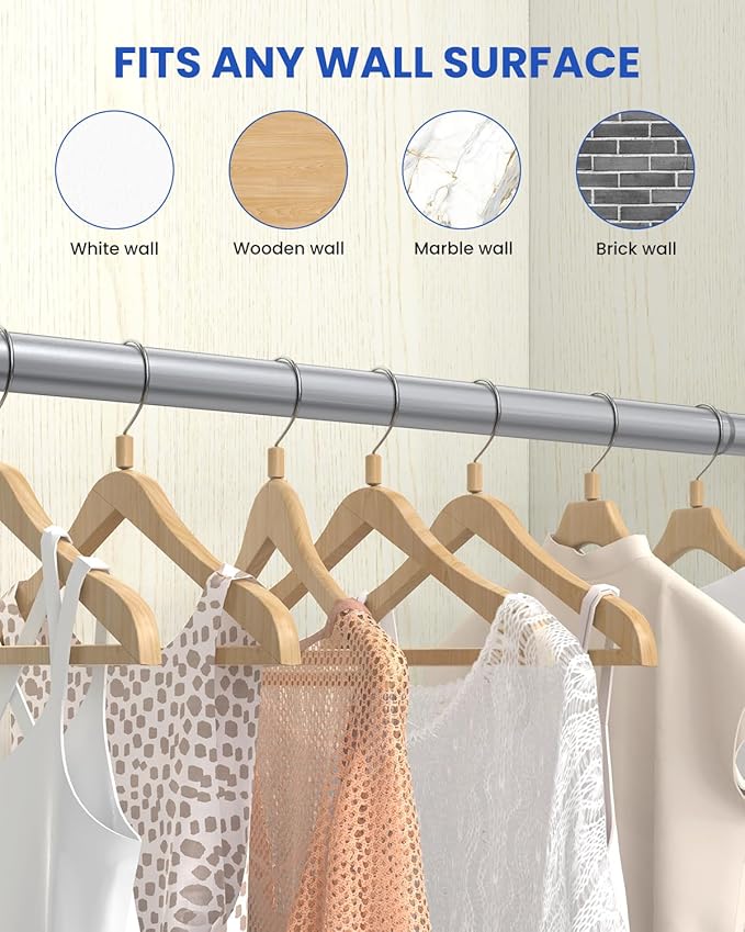 Supforce Closet Rods for Hanging Clothes, 17 to 99 Inches Stepless Adjustable - Image 5